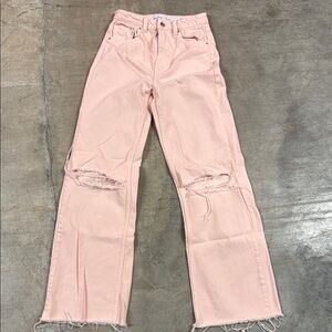 Bershka Pink Straight Leg Jeans Casual Style